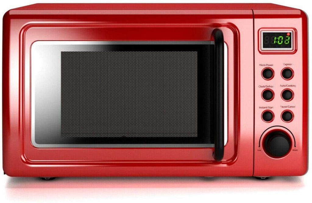 A Costway Red Retro Countertop Microwave Oven