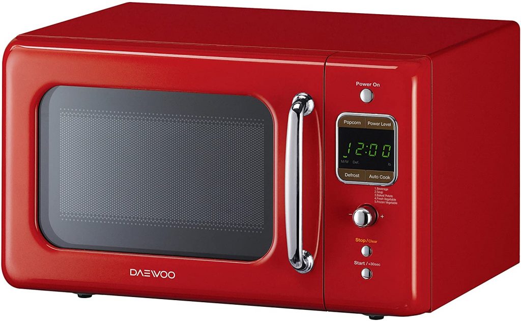 An image of a Daewoo Red Retro Microwave Oven 